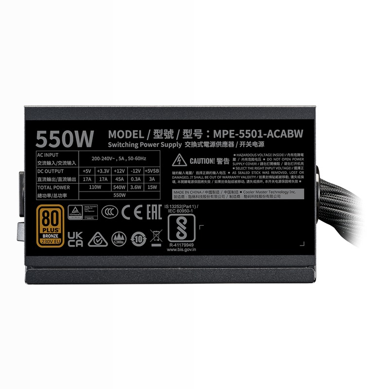 Cooler Master MWE Bronze 550 V3 230V 80 Plus Bronze