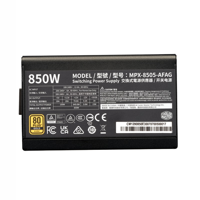 Cooler Master Elite Gold 850 | ATX 3.1 PSU ad alta efficienza 80 Plus Gold