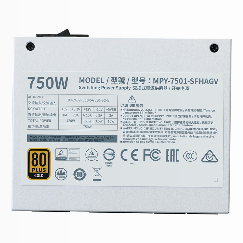 V SFX Gold 750 ATX 3.0 White Edition Power Supply 80 Plus Gold