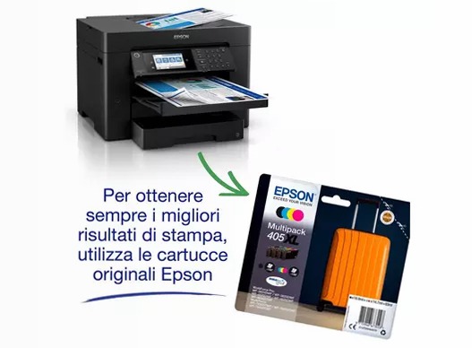 Stampante inkjet wireless multifunzione A3+ WorkForce WF-7840DTWF con inchiostro gratuito per 3 mesi* e abbonamento ReadyPrint* 550fogli 32ppm
