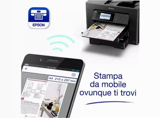 Stampante inkjet wireless multifunzione A3+ WorkForce WF-7840DTWF con inchiostro gratuito per 3 mesi* e abbonamento ReadyPrint* 550fogli 32ppm