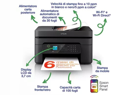 WF-2930DWF - Multifunzione A4 100fogli Cartucce 33ppm
