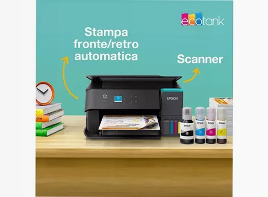 EcoTank ET-2955 stampante multifunzione A4 Wi-Fi con serbatoi di inchiostro, fino a 3 anni di inchiostro inclusi 100fogli 33ppm