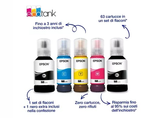 EcoTank ET-4951 Stampante multifunzione A4 Wi-Fi con serbatoi di inchiostro AirPrint con ADF, stampa fronte/retro, scansione, copia e fax, fino a 3 anni di inchiostro inclusi 250fogli 35ppm