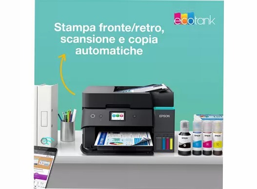 EcoTank ET-4951 Stampante multifunzione A4 Wi-Fi con serbatoi di inchiostro AirPrint con ADF, stampa fronte/retro, scansione, copia e fax, fino a 3 anni di inchiostro inclusi 250fogli 35ppm