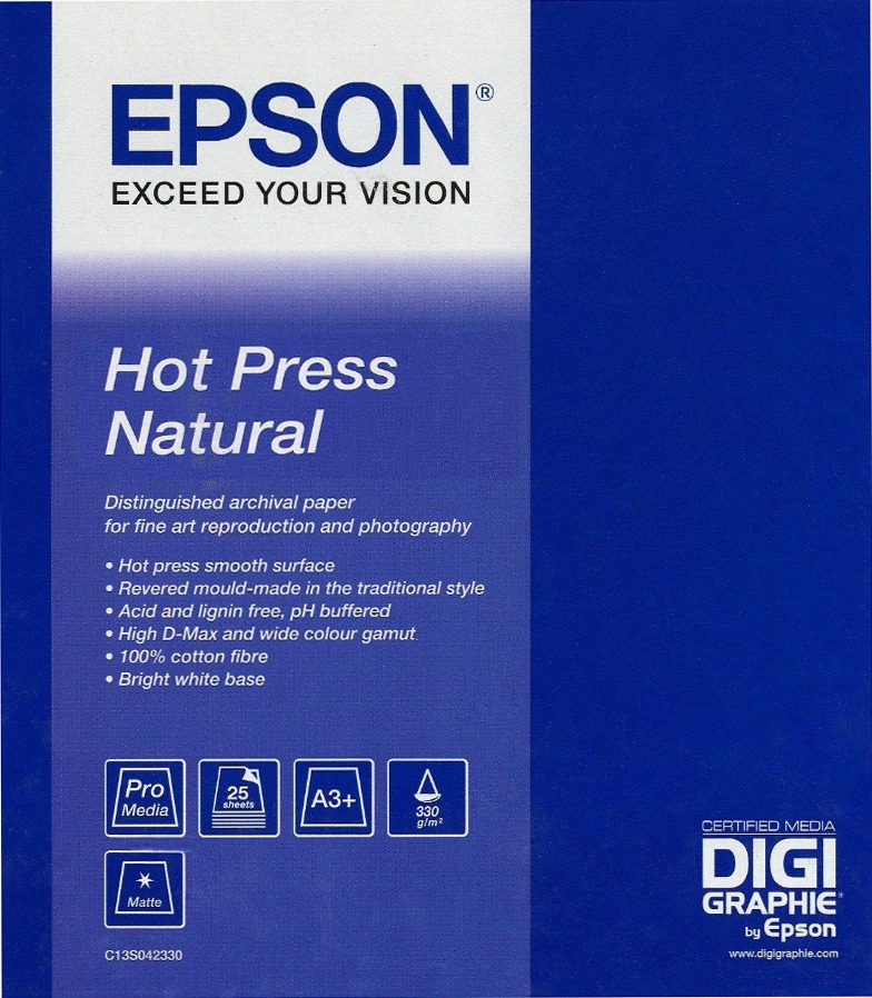 Hot Press Natural, DIN A2, 25 Sheets, White Box