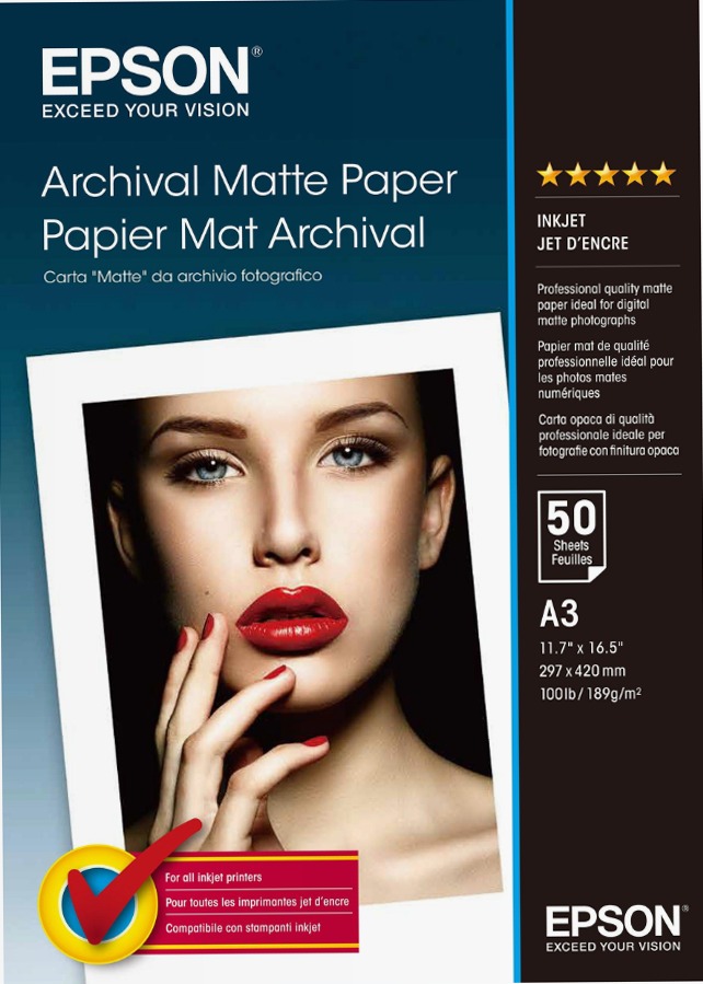 Archival Matte Paper, DIN A3, 189g/m2, 50 Sheets