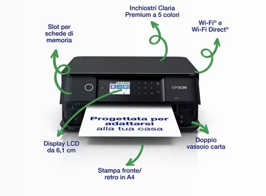 Stampante inkjet wireless multifunzione A4 Expression Premium XP‑6100 100fogli 32ppm