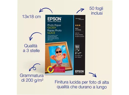Epson Glossy Photo Paper (130 x 180mm), 200gsm, 50 sheets