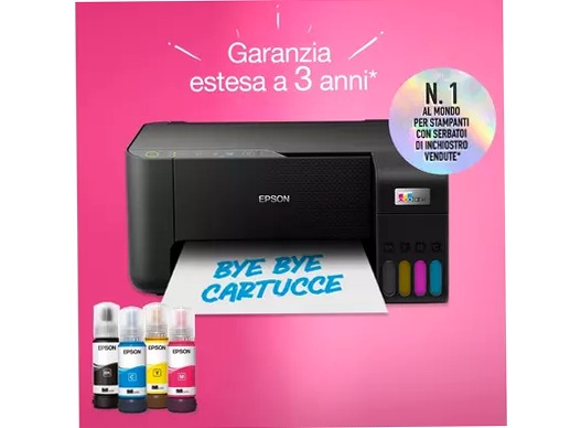 EcoTank ET-2860 stampante multifunzione A4 Wi-Fi con serbatoi di inchiostro, fino a 3 anni di inchiostro inclusi 100fogli 33ppm
