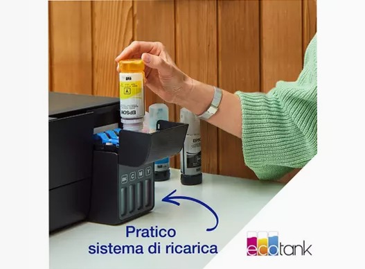 EcoTank ET-2860 stampante multifunzione A4 Wi-Fi con serbatoi di inchiostro, fino a 3 anni di inchiostro inclusi 100fogli 33ppm