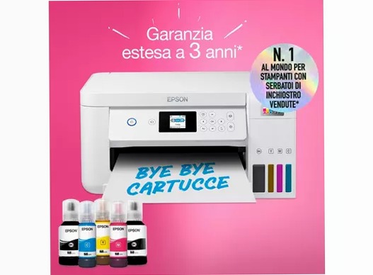 EcoTank ET-2856 stampante multifunzione A4 Wi-Fi con serbatoi di inchiostro, fino a 3 anni di inchiostro inclusi 100fogli 33ppm