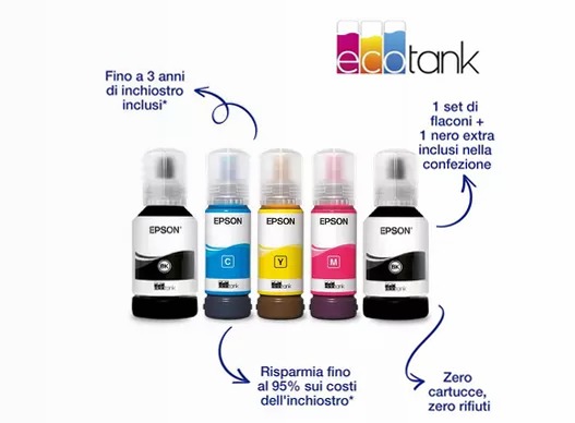 EcoTank ET-2856 stampante multifunzione A4 Wi-Fi con serbatoi di inchiostro, fino a 3 anni di inchiostro inclusi 100fogli 33ppm