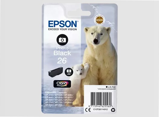 Singlepack Photo Black 26 Claria Premium Ink