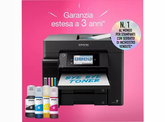 EcoTank ET-5855 Stampante multifunzione A4 Wi-Fi con serbatoi di inchiostro e fax 550fogli 32ppm