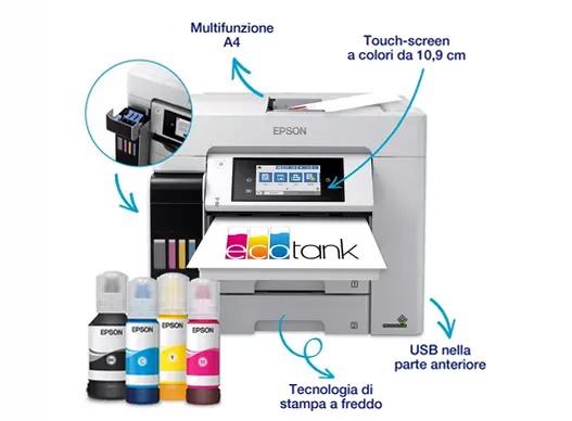 EcoTank Pro ET-5885 Stampante multifunzione A4 Wi-Fi con serbatoi di inchiostro ricaricabili e supporto PCL 250fogli 32ppm
