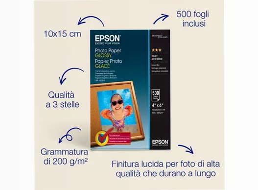 Epson Glossy Photo Paper (100 x 150mm), 200gsm, 500 sheets