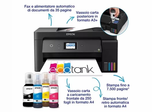 EcoTank ET-15000 A3+ Multifunction Wi-Fi Ink Tank Printer, With Up To 3 Years Of Ink Included* 270fogli 38ppm