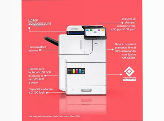 Stampante multifunzione a colori WorkForce Enterprise AM-C550z A4 con fascicolatore interno 55ppm