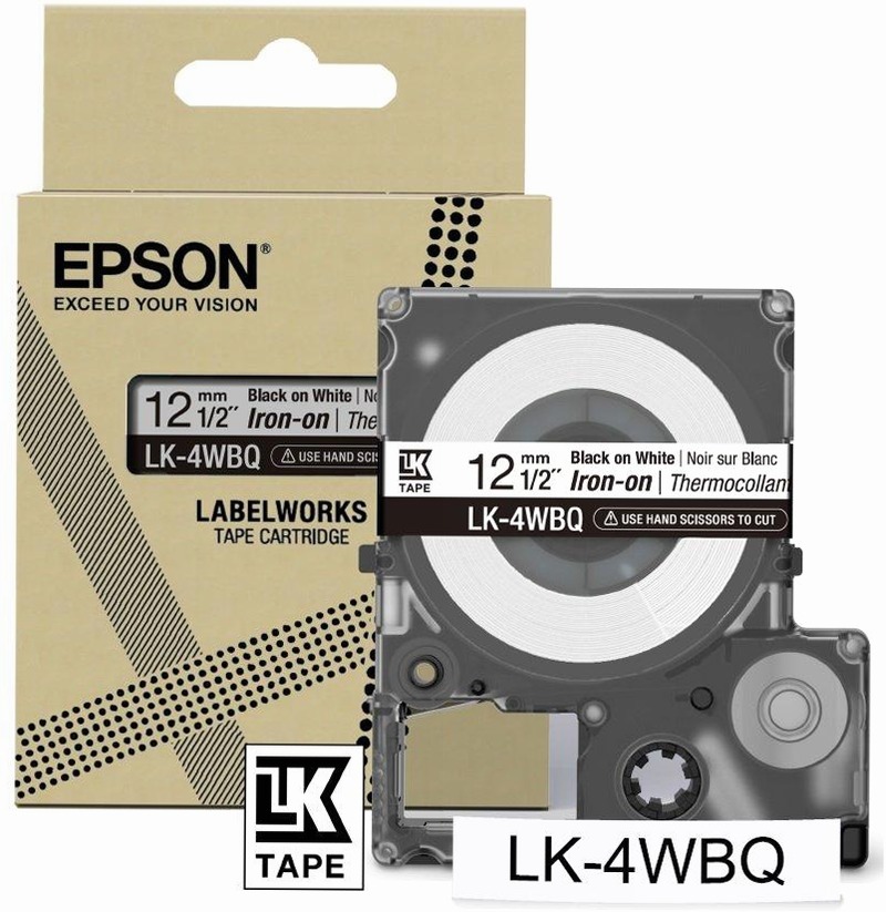 Iron on Tape - White/Black 12mm(5m) - LK-4WBQ