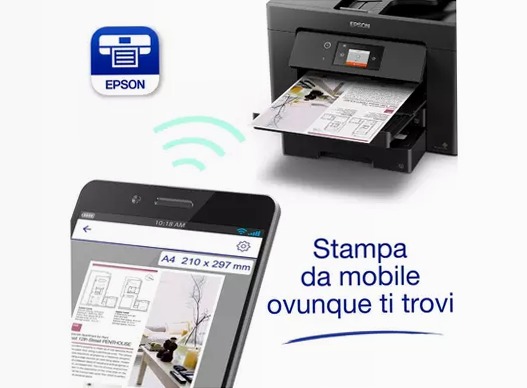 Stampante inkjet wireless multifunzione A3 WorkForce WF-7830DTWF con inchiostro gratuito per 3 mesi e abbonamento ReadyPrint* 500fogli 32ppm