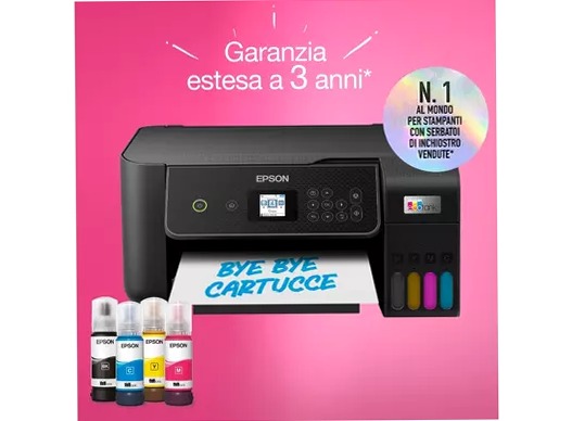 EcoTank ET-2875 stampante multifunzione A4 Wi-Fi con serbatoi di inchiostro, fino a 3 anni di inchiostro inclusi 100fogli 33ppm