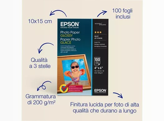 Epson Glossy Photo Paper (100 x 150mm), 200gsm, 100 sheets