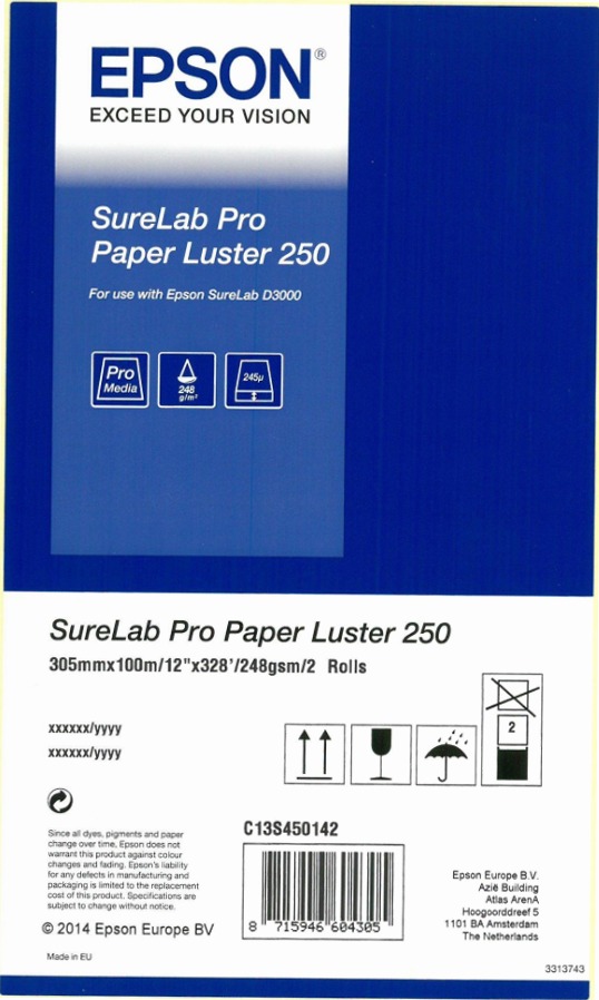 SureLab Pro Paper Luster 250 12" 2rolls