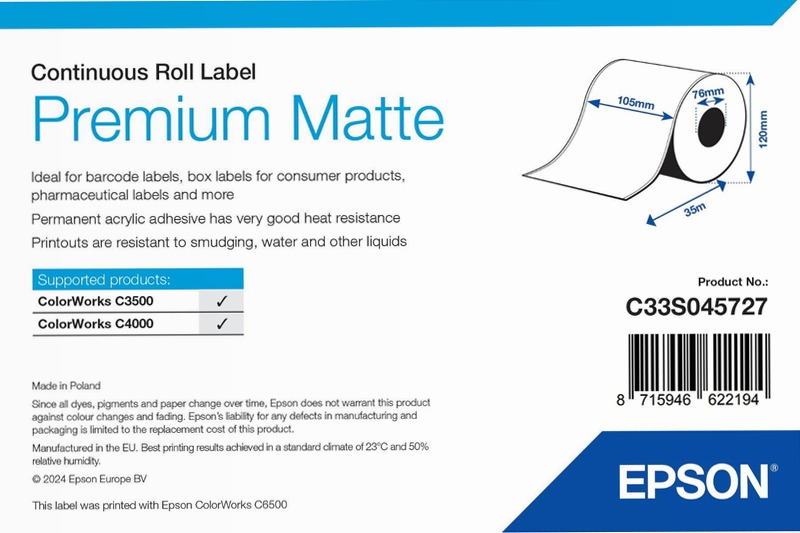 Premium Matte Label - Continuous Roll