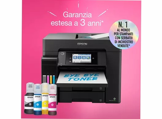 Stampante multifunzione A4 Wi-Fi con serbatoi di inchiostro e fax EcoTank ET-5850 550fogli 32ppm