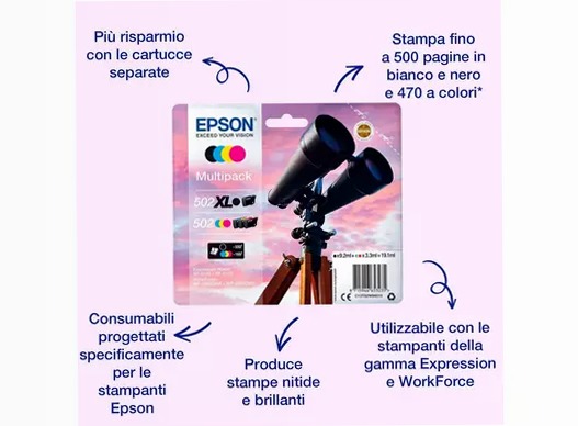 Cartucce di inchiostro originali Epson Binocolo 502 (Binocolo Inks)