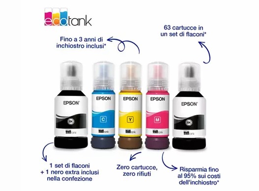EcoTank ET-4956 Stampante multifunzione bianca A4 Wi-Fi con serbatoi di inchiostro, fino a 3 anni di inchiostro inclusi 250fogli 35ppm