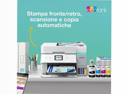 EcoTank ET-4956 Stampante multifunzione bianca A4 Wi-Fi con serbatoi di inchiostro, fino a 3 anni di inchiostro inclusi 250fogli 35ppm
