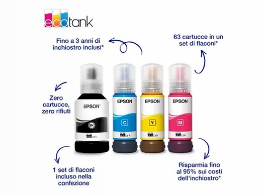 EcoTank ET-2956 Stampante multifunzione bianca A4 Wi-Fi con serbatoi di inchiostro, fino a 3 anni di inchiostro inclusi 100fogli 33ppm
