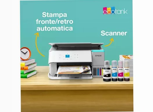 EcoTank ET-2956 Stampante multifunzione bianca A4 Wi-Fi con serbatoi di inchiostro, fino a 3 anni di inchiostro inclusi 100fogli 33ppm