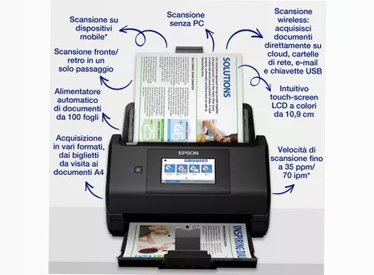 Scanner WorkForce ES-580W A4 fronte/retro automatico con Wi-Fi e touchscreen di facile utilizzo.