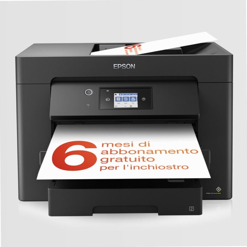 Stampante inkjet wireless multifunzione A3 WorkForce WF-7835DTWF con inchiostro gratuito per 3 mesi e abbonamento ReadyPrint* 500fogli 32ppm
