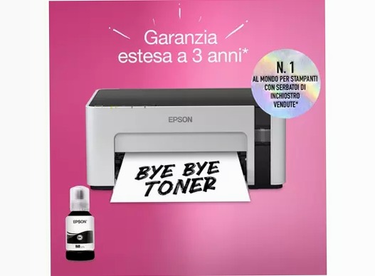 Stampante con serbatoio di inchiostro Wi-Fi A4 monocromatica EcoTank ET-M1120 150fogli 32ppm