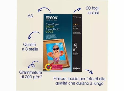 Epson A3 Glossy Photo Paper 200gsm, 20 sheets