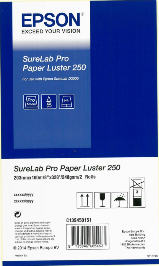 SureLab Pro Paper Luster 250 BP 8" 2rolls