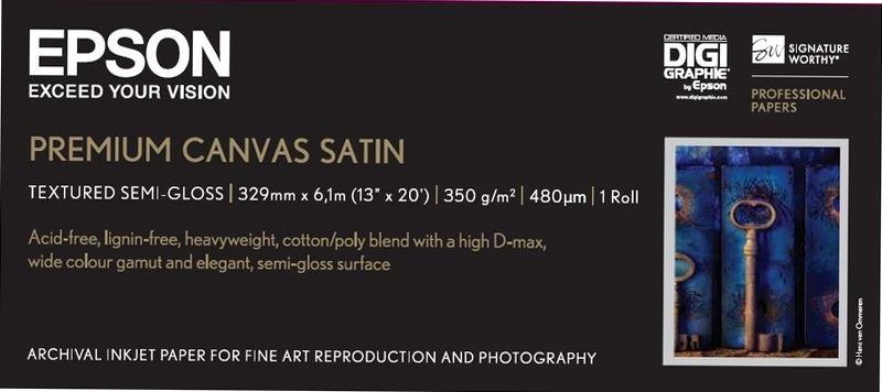 Premium Canvas Satin Roll, 13" x 6,1 m, 350g/m²