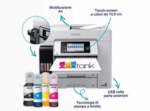 EcoTank ET-5880 stampante multifunzione A4 Wi-Fi con serbatoi di inchiostro, scansione, copia e fax 250fogli 32ppm