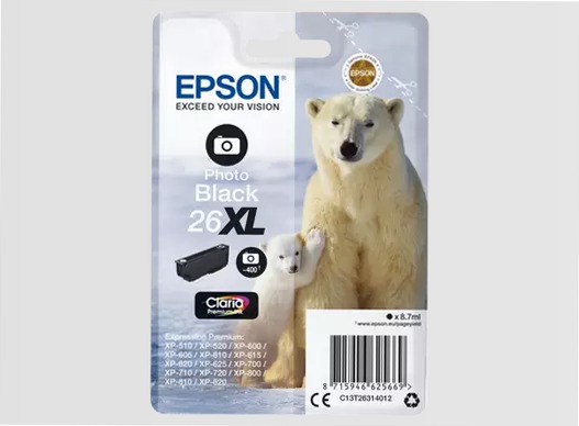 Singlepack Photo Black 26XL Claria Premium Ink