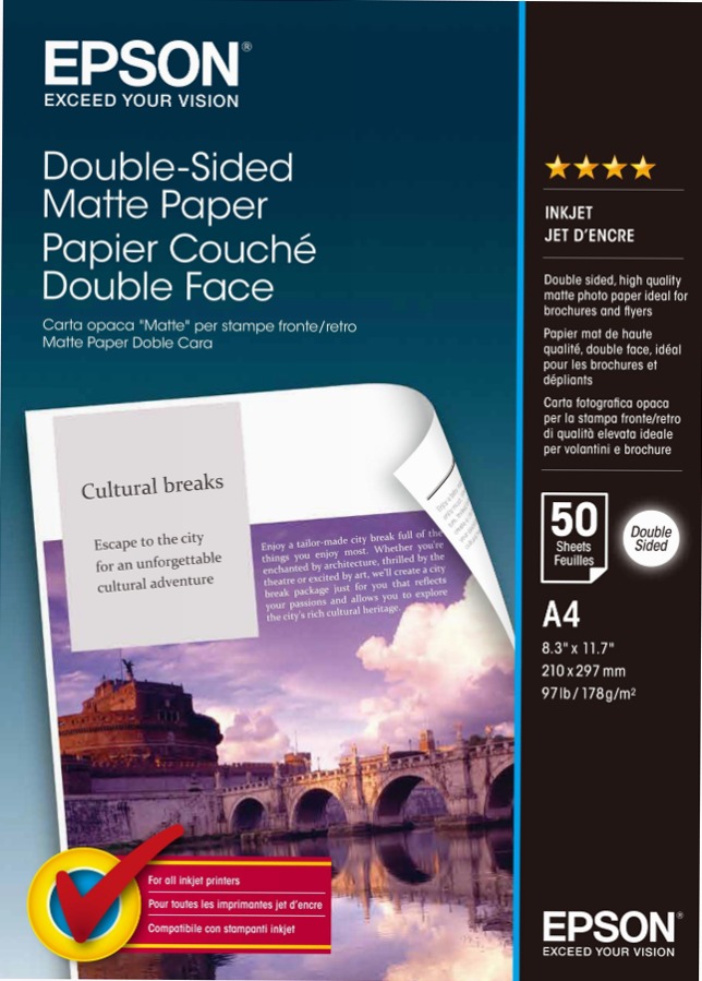 Double-Sided Matte Paper, DIN A4, 178g/m2, 50 Sheets