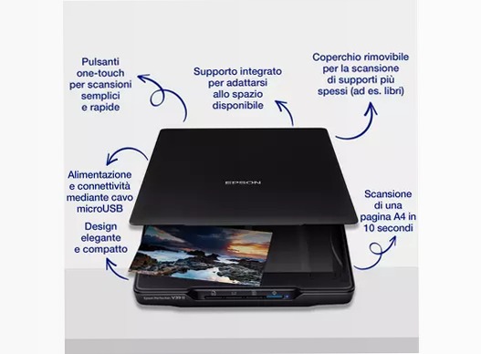 Scanner piatto per documenti e foto Perfection V39II A4 con supporto