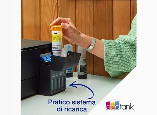 EcoTank ET-2840 stampante multifunzione A4 Wi-Fi con serbatoi di inchiostro, fino a 3 anni di inchiostro inclusi 100fogli 33ppm