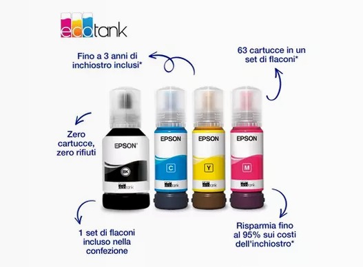 EcoTank ET-2950 stampante multifunzione A4 Wi-Fi con serbatoi di inchiostro, fino a 3 anni di inchiostro inclusi 100fogli 33ppm