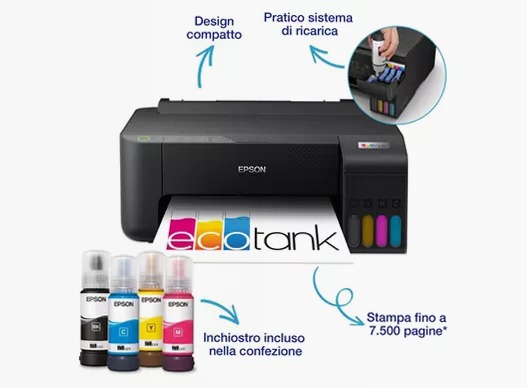 EcoTank ET-1810 stampante A4 Wi-Fi con serbatoi di inchiostro, fino a 3 anni di inchiostro inclusi 100fogli 33ppm