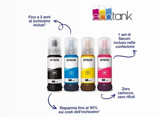 EcoTank ET-1810 stampante A4 Wi-Fi con serbatoi di inchiostro, fino a 3 anni di inchiostro inclusi 100fogli 33ppm