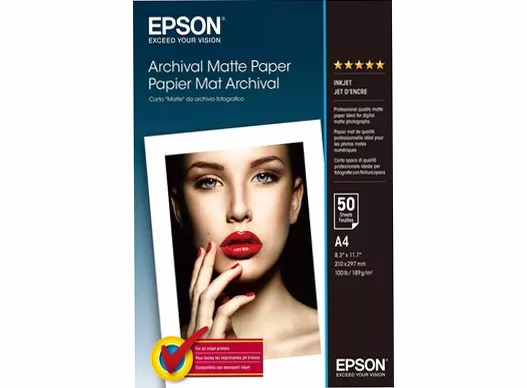 Carta fotografica opaca da archivio fotografico Epson A4 189 g/m2, 50 fogli